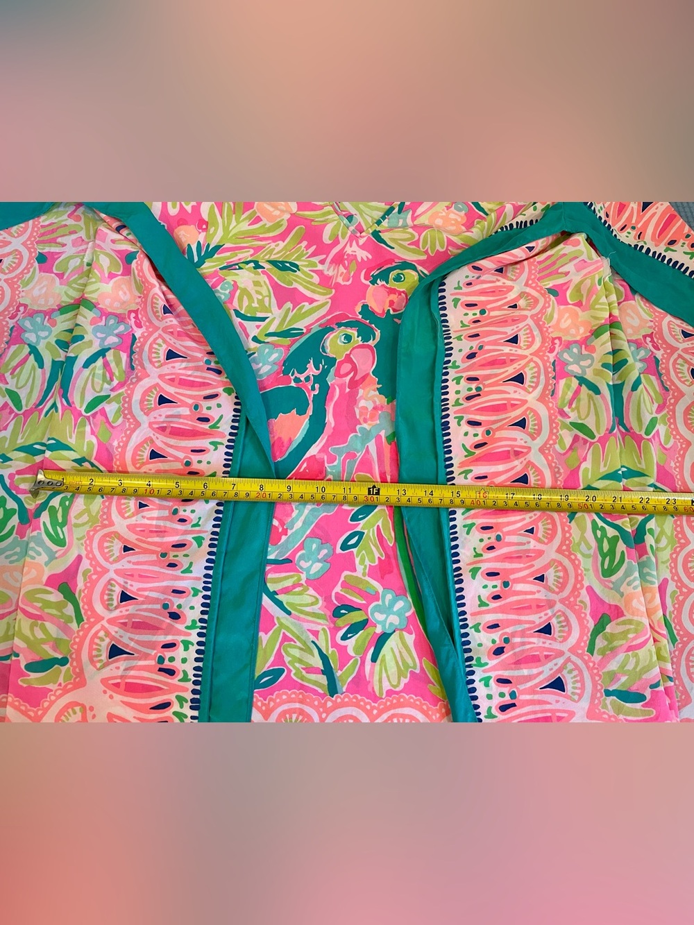 Lilly Pulitzer Atlin Silk Caftan Dress – Tiki Pink Bird of Paradise – S/M - Picture 13 of 16